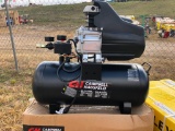 NEW CAMPBELL HAUSFELD 8 GALLON, 120V, 60HZ AIR COMPRESSOR NEW SUPPORT EQUIPMENT with 5pc tools.