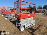 SKYJACK SJ3219 SCISSOR LIFT SN:22011171 electric powered, equipped with 19ft. Platform height, slide