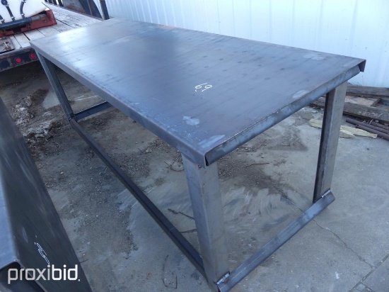 NEW 30IN. X 90IN. STEEL WORK BENCH W/ TOP NEW SUPPORT EQUIPMENT