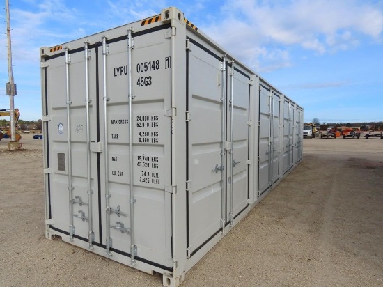 NEW 40FT. HIGH CUBE CONTAINER MULTI-USE CONTAINER Details: Four Side Open Door, one end door, lock b