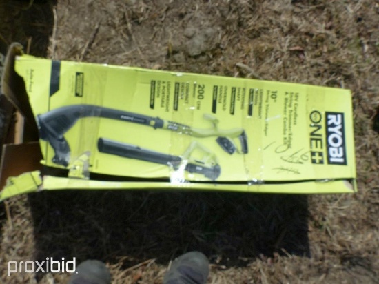 NEW RYOBI COMBO KIT 18 VOLT STRING TRIMMER & BLOWER W/ BATTERY & CHARGER NEW SUPPORT EQUIPMENT