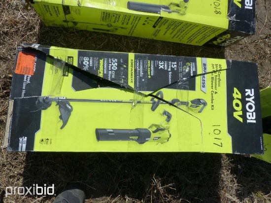 NEW RYOBI COMBO KIT 18 VOLT STRING TRIMMER & BLOWER W/ BATTERY & CHARGER NEW SUPPORT EQUIPMENT