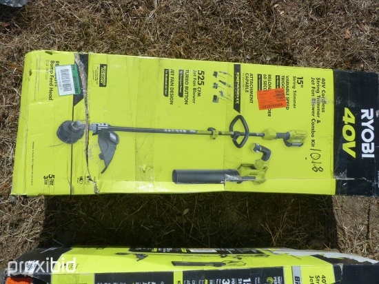 NEW RYOBI COMBO KIT 18 VOLT STRING TRIMMER & BLOWER W/ BATTERY & CHARGER NEW SUPPORT EQUIPMENT