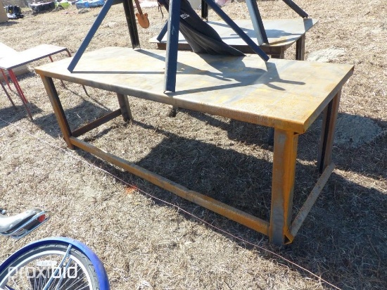 NEW 30IN. X 90IN. STEEL WORK BENCH W/ 10 GAUGE TOP NEW SUPPORT EQUIPMENT