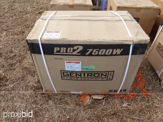 NEW GENTRON 7500 WATT GENERATOR NEW SUPPORT EQUIPMENT powered by gas engine, 13hp, equipped with 750