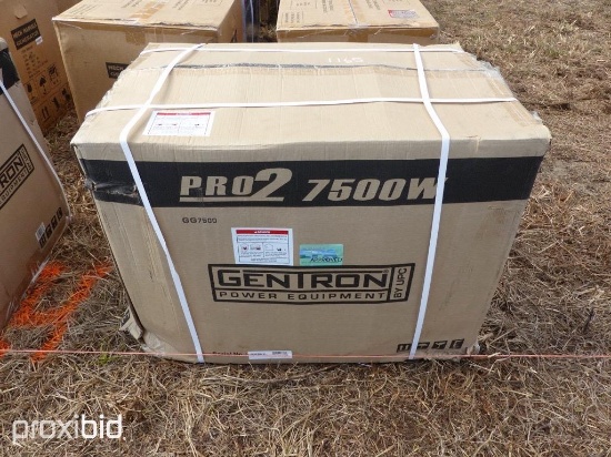 NEW GENTRON 7500 WATT GENERATOR NEW SUPPORT EQUIPMENT powered by gas engine, 13hp, equipped with 750