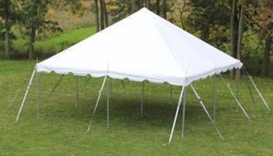 20FT. X 20FT. WHITE CLASSIC POLE CANOPY TENT PARTY RENTAL SUPPLIES