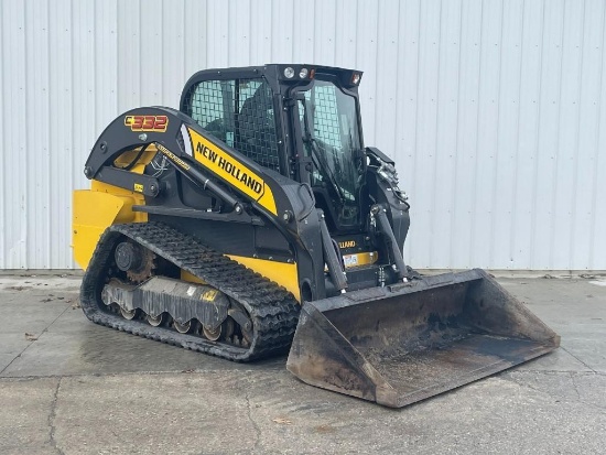 LIKE NEW NEW HOLLAND C332 RUBBER TRACKED SKID STEER powered by diesel engine, equipped with EROPS, a