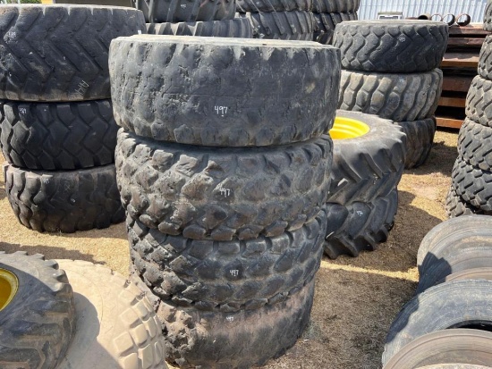 (4) 20.5R25 CL-3 TRACTOR TIRES WITH RIMS, USED