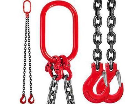 NEW GREATBEAR QTY 8 NEW SUPPORT EQUIPMENT double lifting chains slings w 5/16'' hooks. Located in: B
