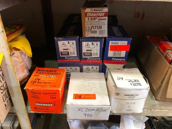 (9) BOXES OF POWERS & PNEUTER FASTENERS SUPPORT EQUIPMENT