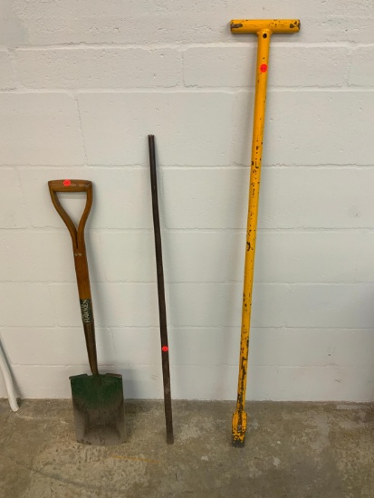 (2) PRY BARS AND A D HANDLE SQUARE SHOVEL SUPPORT EQUIPMENT . All Items need to be removed by March