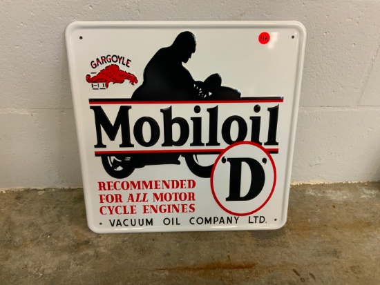 15IN. X 15IN. MOBILOIL TIN SIGN COLLECTIBLE SIGN . All Items need to be removed by March 10th, thank