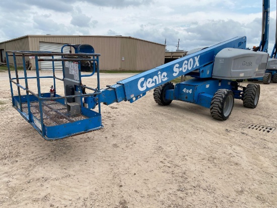 GENIE S-60X BOOM LIFT SN:S60X14A-28903 4x4, powered by diesel engine, equipped with 60ft. Platform