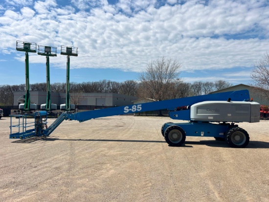 GENIE S-85 BOOM LIFT SN:S8514-10658 4x4, powered by diesel engine, equipped with 85ft. Platform