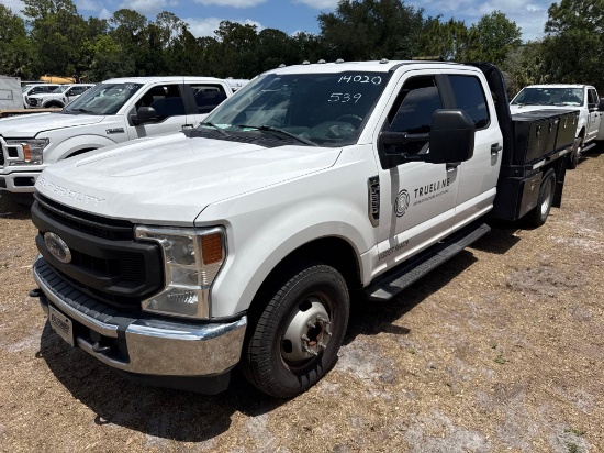 2021 FORD F350XL FLATBED TRUCK VN:1FD8W3G69MEC14020 powered by 6.2L gas engine, equipped with