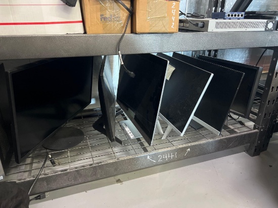 CONRENTS OF SHELF: (2) ACER; (2) HP; (1) ASUS; (1) SCEPTRE DESK TOP MONITORS SUPPORT EQUIPMENT