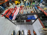 TOP SHELF: VARIUS SIZE RIDGED PIPE WRENCHES SUPPORT EQUIPMENT