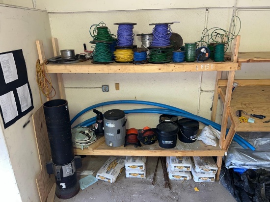 COPPER SPOOLS OF WIRE, CONCRETE MIX, WATER COOLER, ETC., various site supplies