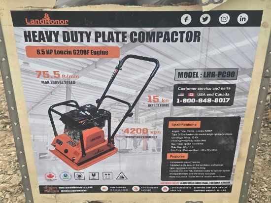 NEW LANDHONOR LHR-PC90H PLATE COMPACTOR NEW SUPPORT EQUIPMENT