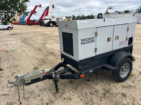 2019 WACKER G25 T4F GENERATOR SN:24507451 powered by diesel engine, equipped with 25KVA, trailer