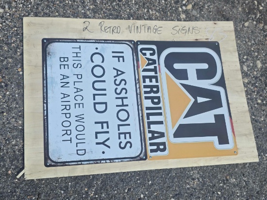 NEW (2) RETRO VINTAGE SIGNS NEW SUPPORT EQUIPMENT