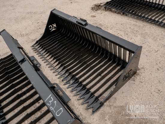 NEW 72IN. FINE SKELETON BUCKET W/ HIGH SIDE SKID STEER ATTACHMENT