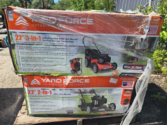 PALLET OF YARD FORCE WALK BEHIND LAWN MOWER W/ B & S ENGINE ( 6 PER PALLET ) NEW SUPPORT EQUIPMENT