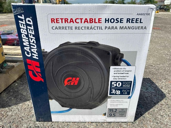 CAMPBELL HAUSFELD AUTO AIR HOSE REEL 3/8" X 50 FT NEW SUPPORT EQUIPMENT