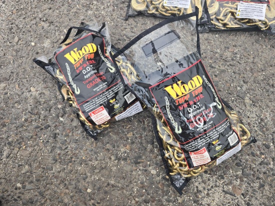 WOOD TUFF TOW 5/16" X 20' G-70 DOT APPROVED TRANSPORT CHAIN ( 2 PER LOT) NEW SUPPORT EQUIPMENT