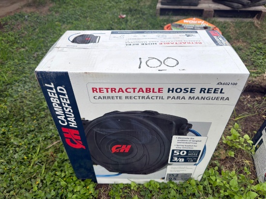 CAMPBELL HAUSFELD AUTO AIR HOSE REEL 3/8" X 50 FT NEW SUPPORT EQUIPMENT