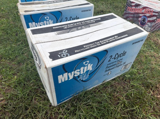 NEW MYSTICK SYNTHETIC 2 CYCLE MOTOR OIL ( 4 GAL PER CASE ) NEW SUPPORT EQUIPMENT