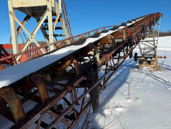 ABCO 30IN. X 80FT. RADIAL STACKING CONVEYOR CONVEYORS & STACKER SN:260-649 electric motor.