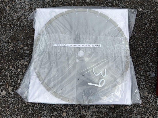 NEW 3 PC. 14IN. PREMIUM DIAMOND BLADES NEW SUPPORT EQUIPMENT