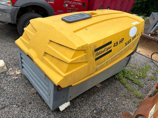 ATLAS COPCO XAS 185 JD7-PE AIR COMPRESSOR powered by diesel engine, 49hp, equipped with 185CFM.
