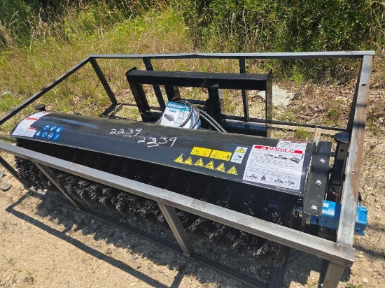 New Mower King Ssab72 74in. Angle Broom Skid Steer Attachment