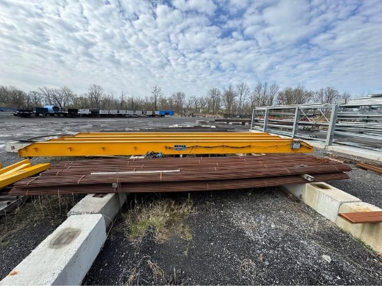 UNUSED DEMAG 5 TON OVERHEAD BRIDGE CRANE 2 ton hoist. Span is set up for 46ft.-11 3/4in. center to