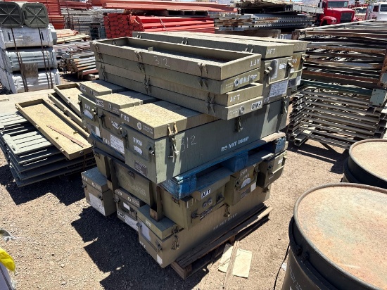 PALLET OF EX-MILITARY STRORAGE & SHIPPING CONTAINERS SUPPORT EQUIPMENT