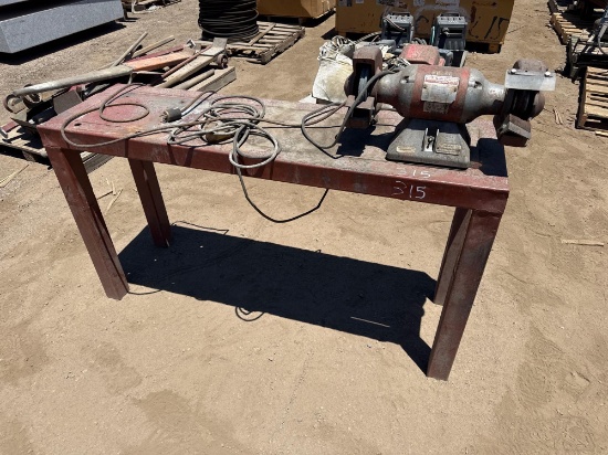 BALDOR BENCH GRINDER WITH WITH TABLE SUPPORT EQUIPMENT