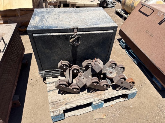 TOOL BOX & (4) BEAM DOLLIES SUPPORT EQUIPMENT