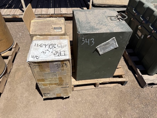 Pallet With A Us Safe, In.Mail Stin. Sign, (2) Unused Panasonic Wv-Cw964 Color Cctv Cameras Support