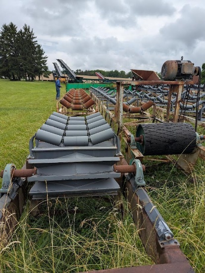 90FT. CONVEYOR CONVEYORS & STACKER 24in. Rollers, 90ft. 5in. Long Head to Tail, 15 H.P. Motor. Bu...