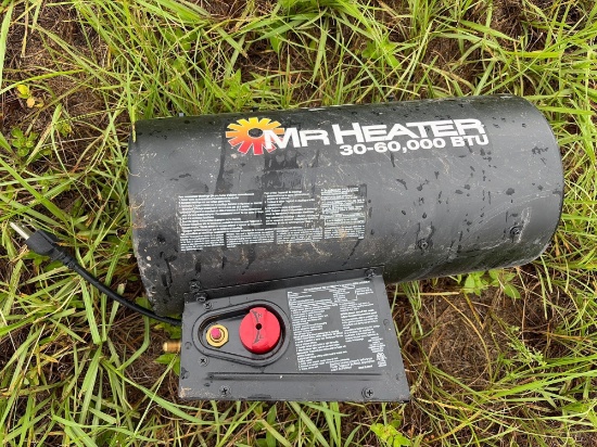 NEW MR. HEATER 60,000 BTU FORCED AIR HEATER NEW SUPPORT EQUIPMENT