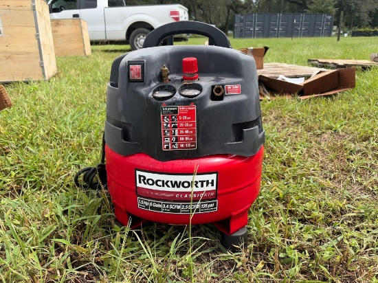 NEW 6 GAL ROCKWORTH PANCAKE AIR COMPRESSOR NEW SUPPORT EQUIPMENT