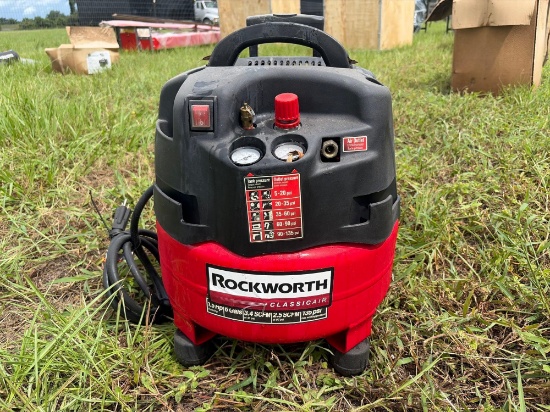 NEW 6 GAL ROCKWORTH PANCAKE AIR COMPRESSOR NEW SUPPORT EQUIPMENT