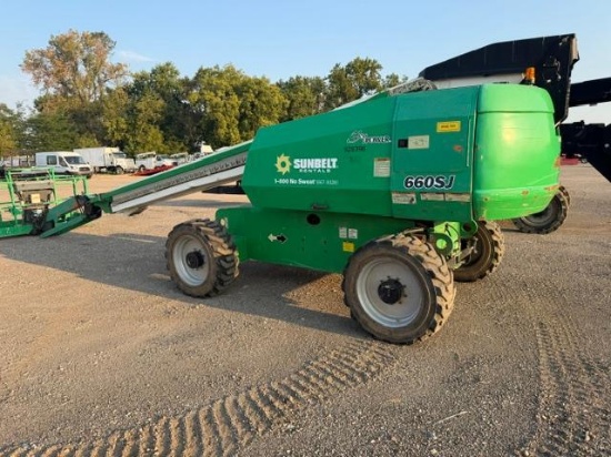 JLG 660SJ BOOM LIFT SN:300217605 4x4, powered by diesel engine, equipped with 60ft. Platform heig...