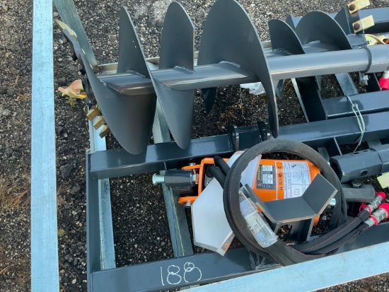 NEW WOLVERINE ADB-13-1218R AUGER DRIVE & BIT SKID STEER ATTACHMENT includes 12in. & 18in.