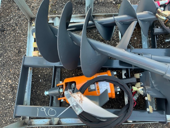 NEW WOLVERINE ADB-13-1218R AUGER DRIVE & BIT SKID STEER ATTACHMENT includes 12in. & 18in.