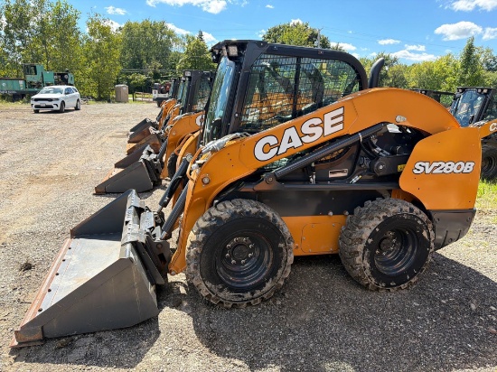 DEMO CASE SV280B SKID STEER powered by diesel engine, 74hp, equipped with EROPS, air, heat, radio,