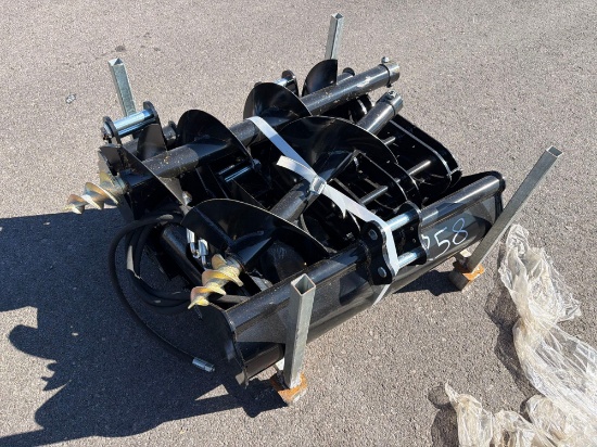 NEW (10) EXCAVATOR ATTACHMENT includes 8in., 20in., 32in., ripper, rake, grabber, auger, auger rod,